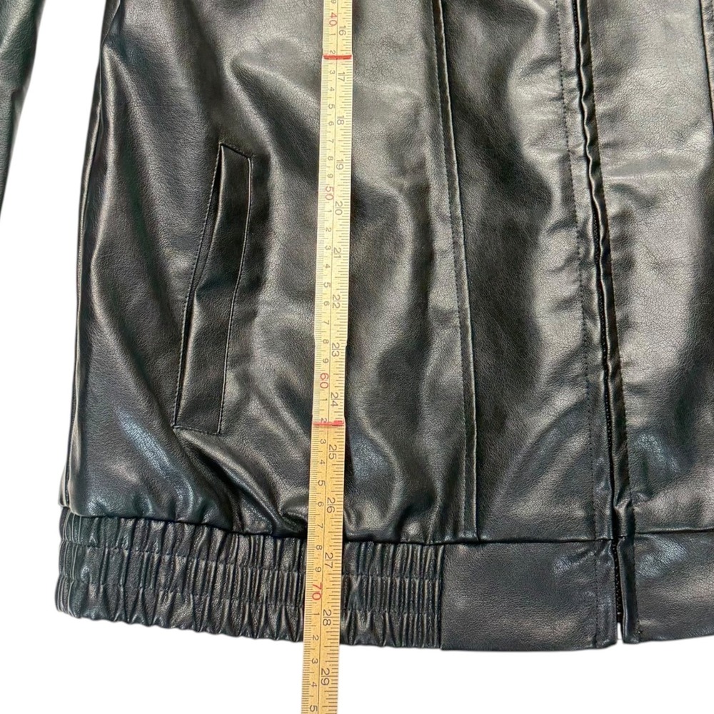 Sampeel Jacket Mens L Black Faux Leather‎ Bomber Zip Up Casual - Picture 8 of 13